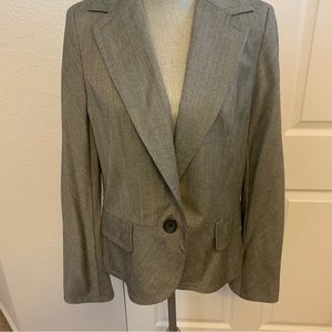 BANANA REPUBLIC size 14 light blue tweed blazer one button blue lining